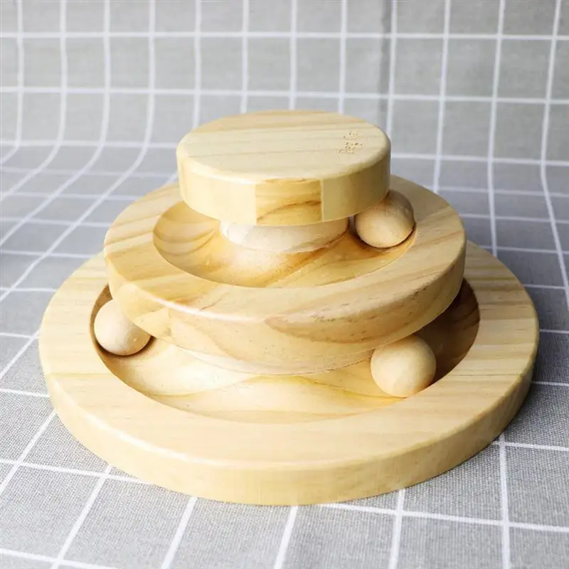 Деревянные игрушки для кошек Интерактивная игрушка трехслойная Поворотная