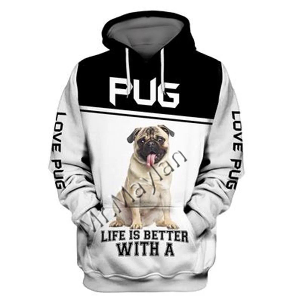 

2021 Fashion Animal Pug 3D Printed Hoodie Men Women Ropa Casual Pet Dog Designs Hooded Oversized Hooded Coat Drop Shipping QW-18