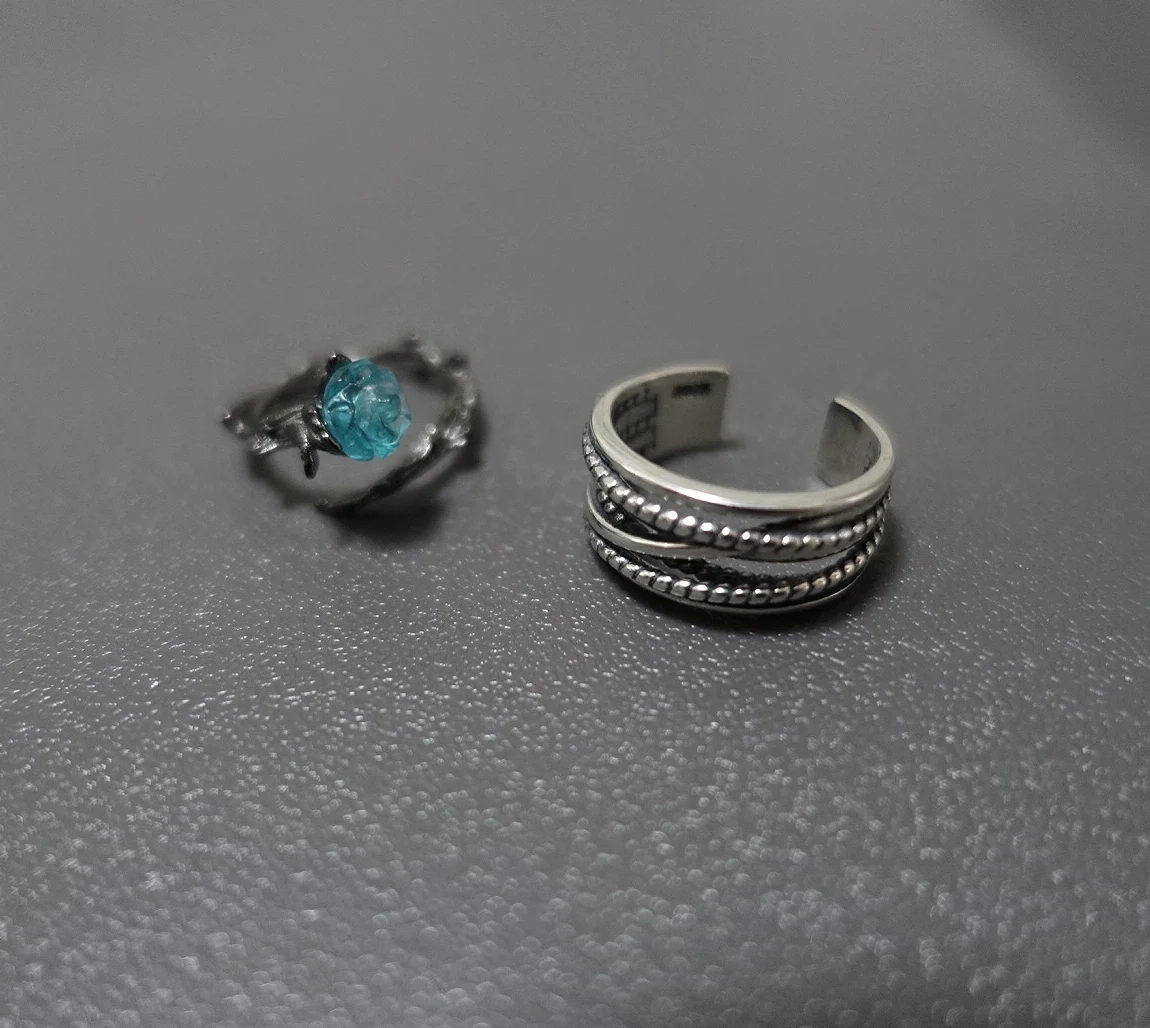 Sanshizhou Gift 925 Silver Xiaolanhua Twist Ring Ring Opening Adjustable