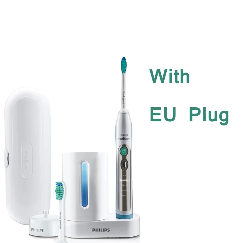 HX6972 Add EU Plug Электрическая зубная щетка Philips Sonicare HX6972/10 Smartimer и Quadpacer, белая и серебристая, водонепроницаемая, перезаряжаемая для взрослых - Цвет: HX6972 Add EU Plug