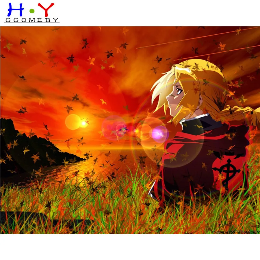 Полностью квадратная Алмазная картина с героями японского аниме Стальной