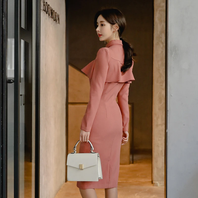 Женское элегантное модное платье с поясом Офисная Женская одежда для работы