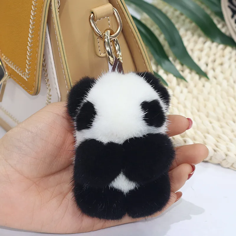 8 см норка панда натуральный мех брелок женский сумка с помпоном Шарм