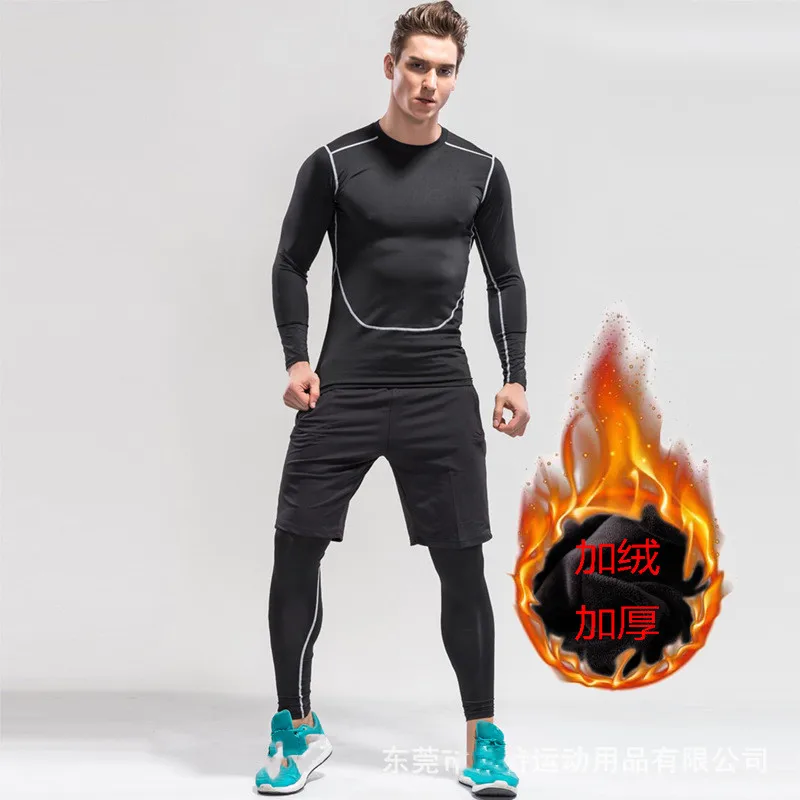 Комплект из 3 предметов компрессионные костюмы мужской Быстросохнущий комплект