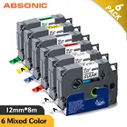 Absonic 6PK смешанные Цвет TZ-231 tz231 12 мм ламинированная этикетка лента черная и белая совместимый для 231 Brother Ptouch 231 этикетировщик