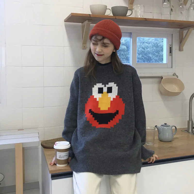 Зимняя одежда корейский женский свитер осенний с рисунками из мультфильмов