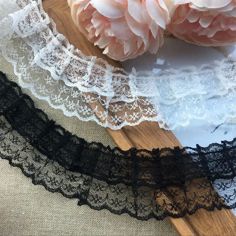 

4.8CM Wide Hot Modern Embroidery Flower Lace Fabric Trim Ribbon DIY Sewing Applique Collar Ruffle Craft Wedding Guipure Decor