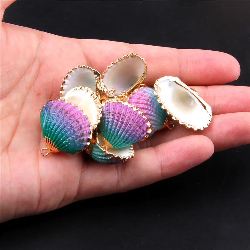 Радужные натуральные бусины Cowrie Shell россыпью 2 шт./лот для изготовления ювелирных
