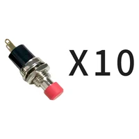 10 pcs 2 pin 7mm pushbutton switch redblack gold plated foot self locking on off metal round power switch ip54 high quality