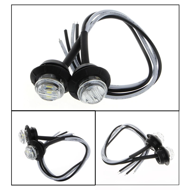 

MOLE 2X Mini White 3/4" Round Side 3 LED Marker Trailer Car Bullet Light Waterproof