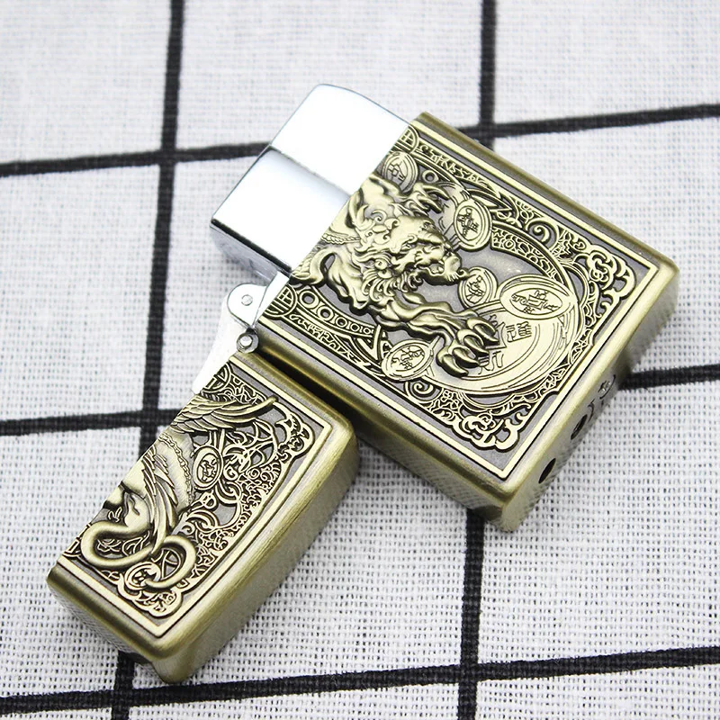 Butane Gas Lighter Retro Windproof Lighter Straight Inflatable Adjustable Flame Lighter Cigarette Smoking Accessories for Man