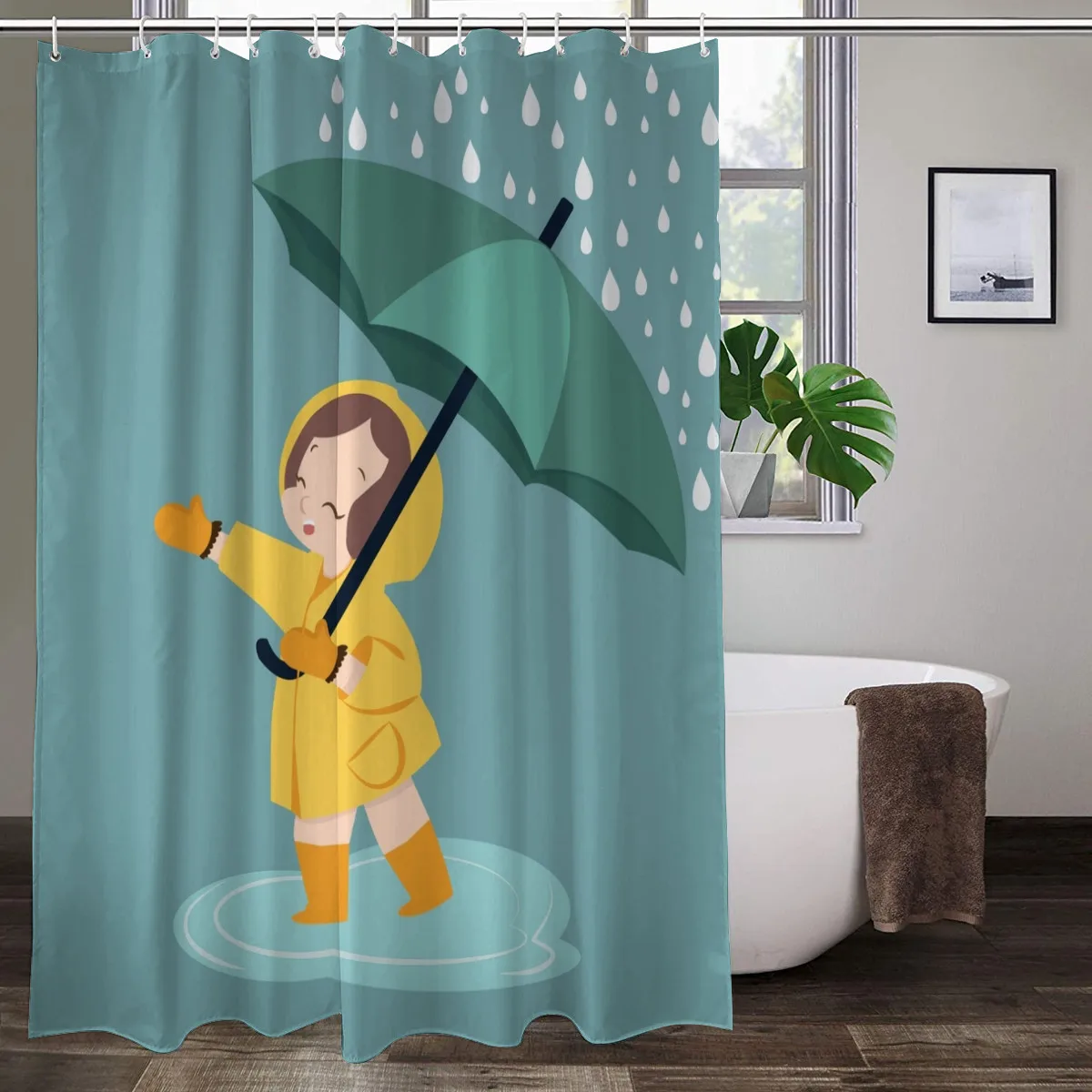 

Waterproof Bathroom Curtains Colorful Rainbow Water Drop Pattern Shower Curtain Polyester Fabric Home Bathtub Decor With Hooks