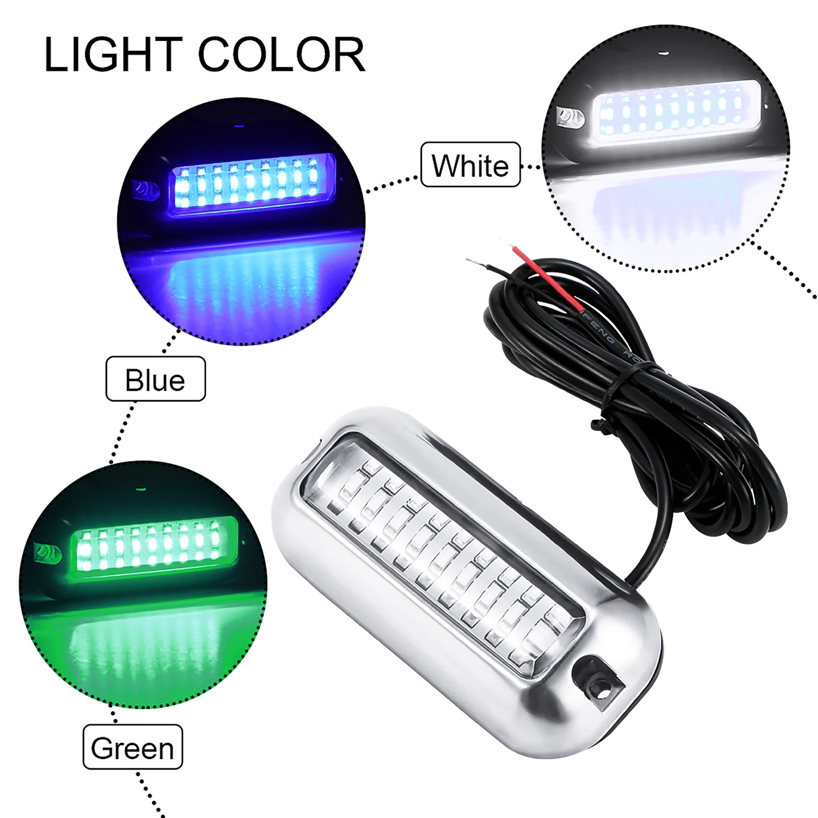 

50W Stainless Steel LED Underwater Pontoon Ocean Ship Beam Light Yacht Stern Fishing Flood Night Light Pool Accessories
