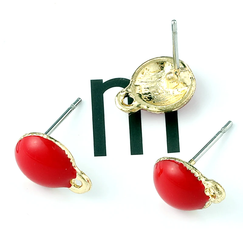 Овальные эмалированные серьги гвоздики для самостоятельного изготовления