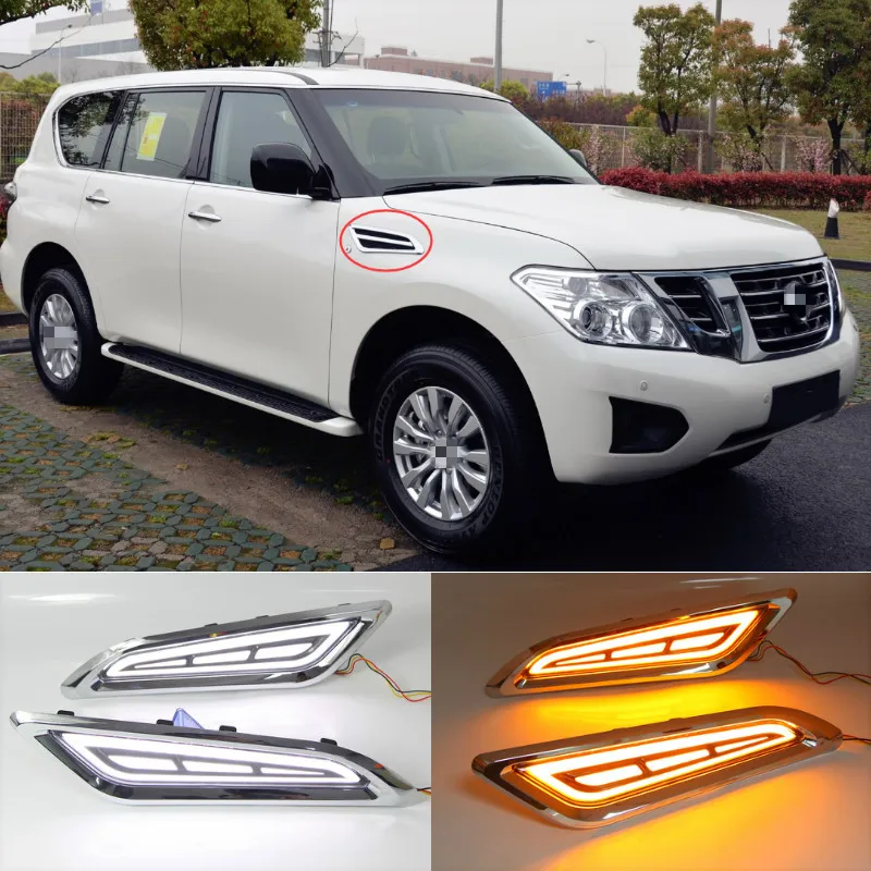 Для Nissan Patrol Y62 Armada аксессуары 2015 2016 2017 2018 2019 светодиодный DRL течет поворота