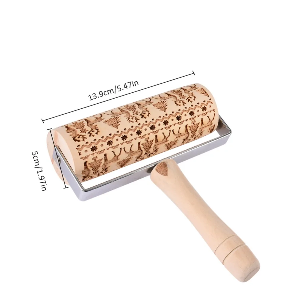 Рождество тиснение тесто Скалка с принтом лося Rodillo Reposteria Rolo De Massa Rouleau Patisserie Bois рулон Кондитерские деревянные инструменты