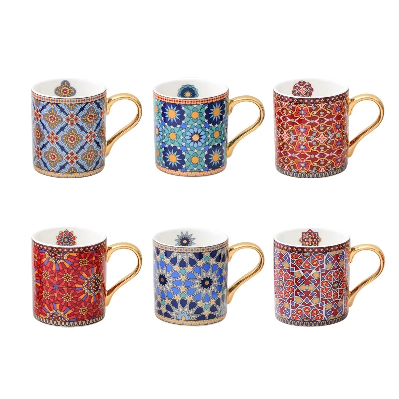 

T5EF Morocco Style Coffee Cup Ceramic Mug with Ear Milk Tea Water Bottle for Home Bedroom Office Drinking Beverage Juice Jar
