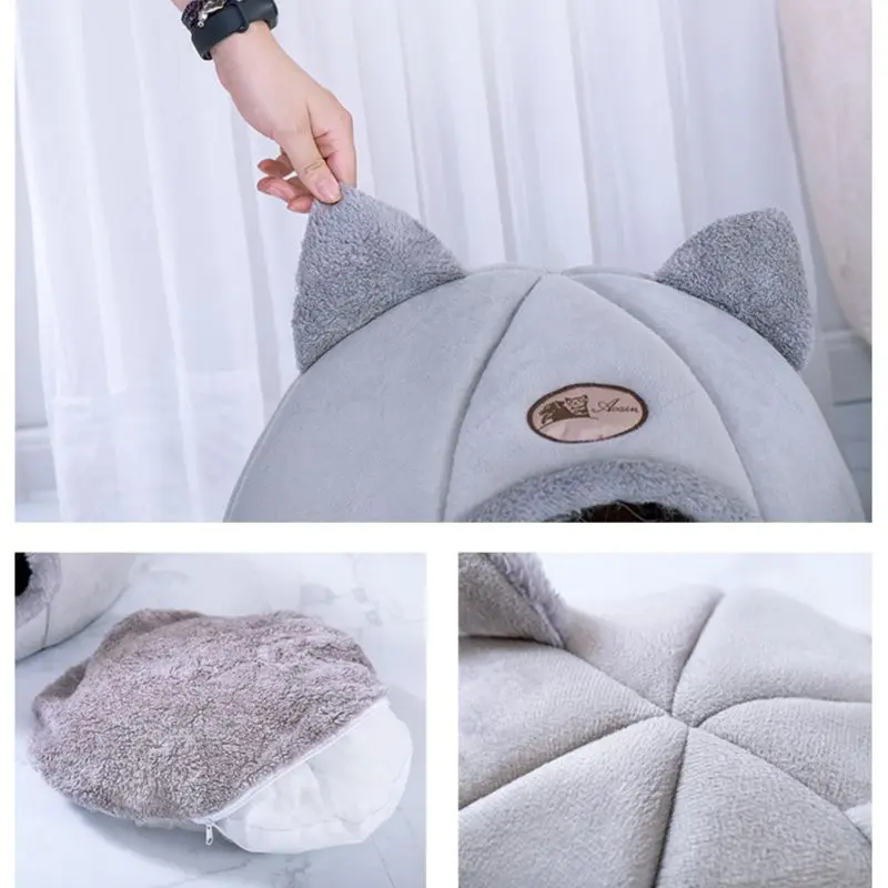 

Cute Foldable Bed Nest Indoor Dog House Removable Semi-closed Mattress Cage 97BB