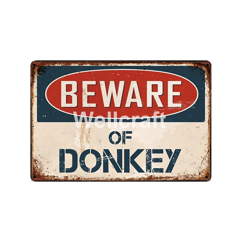 

[WellCraft] Будьте в курсе осла, металлическая табличка, настенные оловянные плакаты, винтажная живопись, индивидуальный Декор