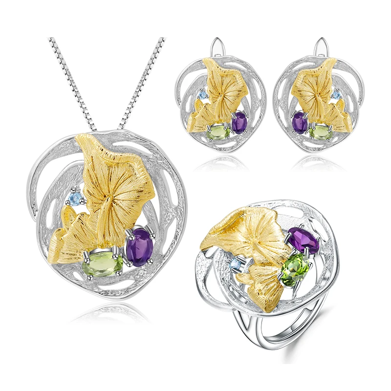 Ожерелье женское из серебра 925 пробы с натуральным аметистом карата | Украшения и