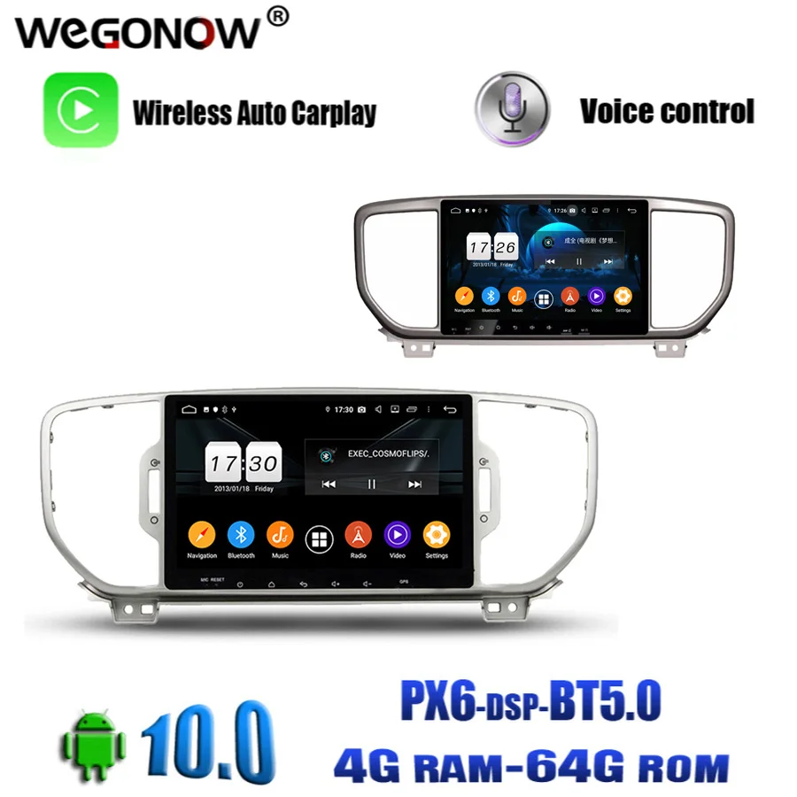 Автомобильный мультимедийный плеер IPS PX6 DSP Android 10 0 8 ядер 4 Гб + 64 Bluetooth5.0 Wifi GPS карта