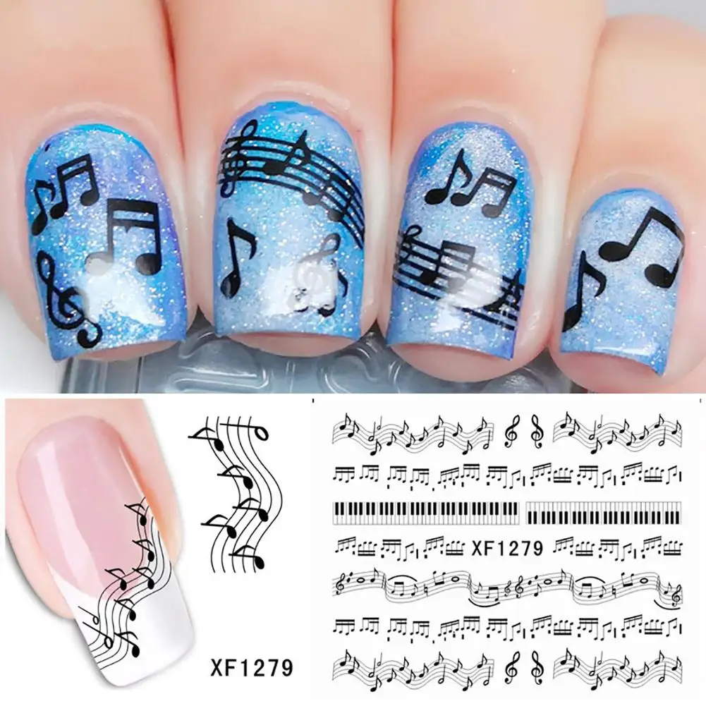 Мода музыкальная нота Леди DIY дизайн ногтей стикер воды переводная наклейка Шарм
