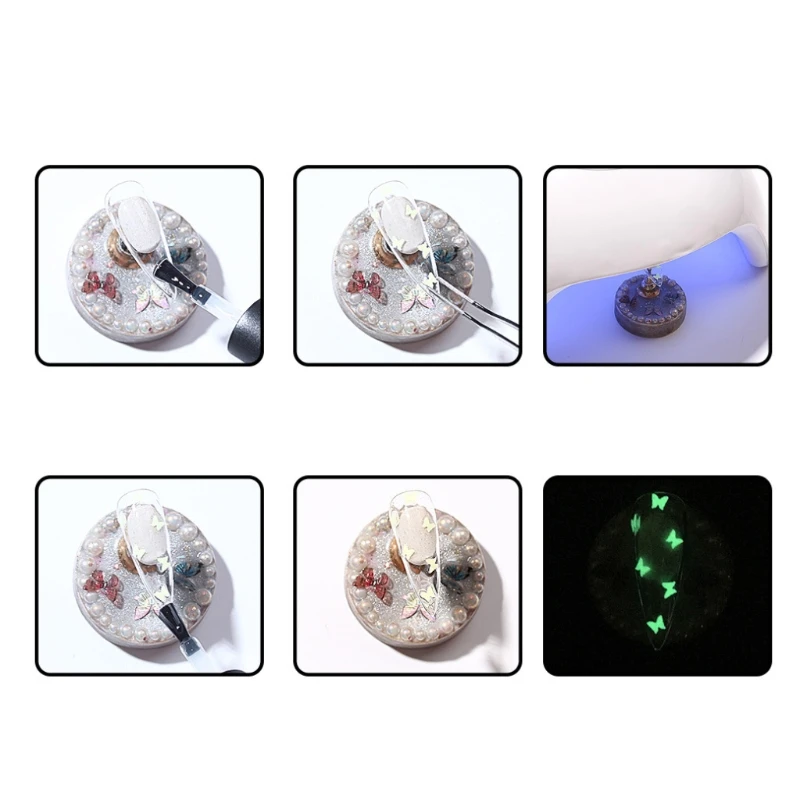 

Luminous Sequins Nail Stickers Set Mixed Love butterfly five-pointed star Nail X7JA