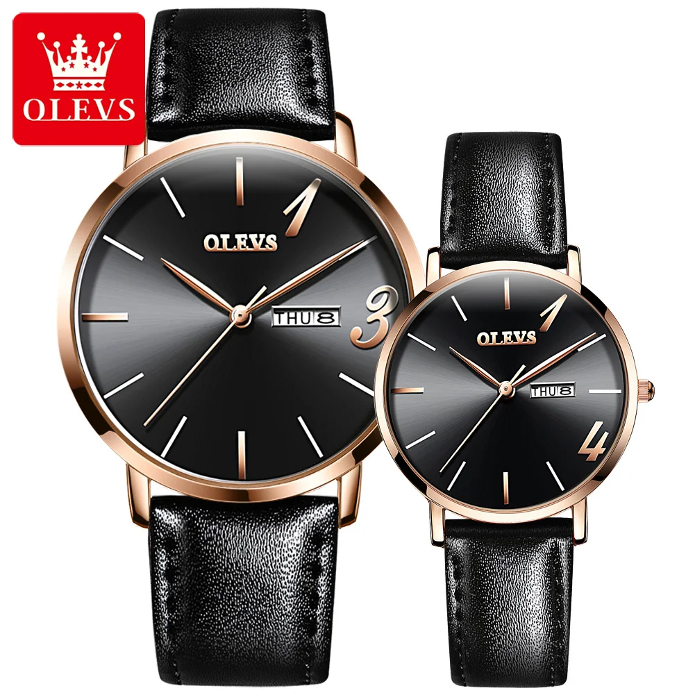 

OLEVS 2021 Couple Quartz Watch Top Brand Calendar Waterproof Luminous Pointer Lover Watch Men And Women Business Clock Gift 2863