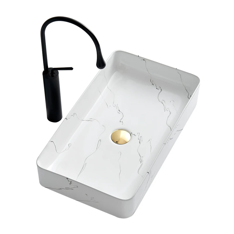 

Nordic Countertop Hand Wash Basin Jazz Oval White Ceramic Wash Basin Single Bowl Rectangular Washbasin Balcony Mini Washbasin