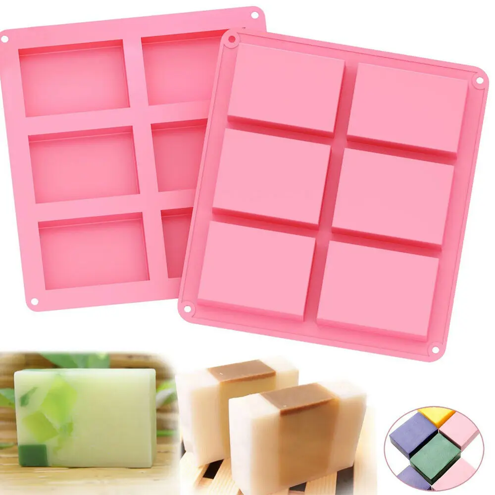

2 Pack Silicone Soap Molds 6 Cavities Silicone Baking Mold Cake Pan for Soap Ice Cube Safe Mould Soap Making DIY