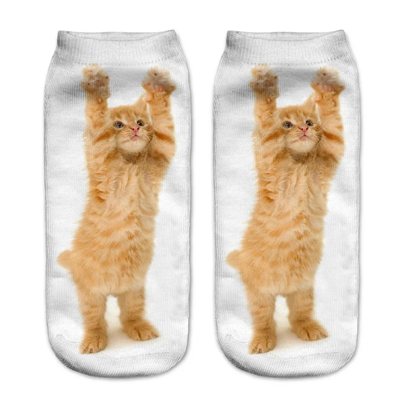 11 Модные милые женские носки с 3D принтом женские короткие носки до щиколотки Calcetines Mujer повседневные чулочно-носочные изделия 3D печать кошка парусиновая обувь Sox - Цвет: 11