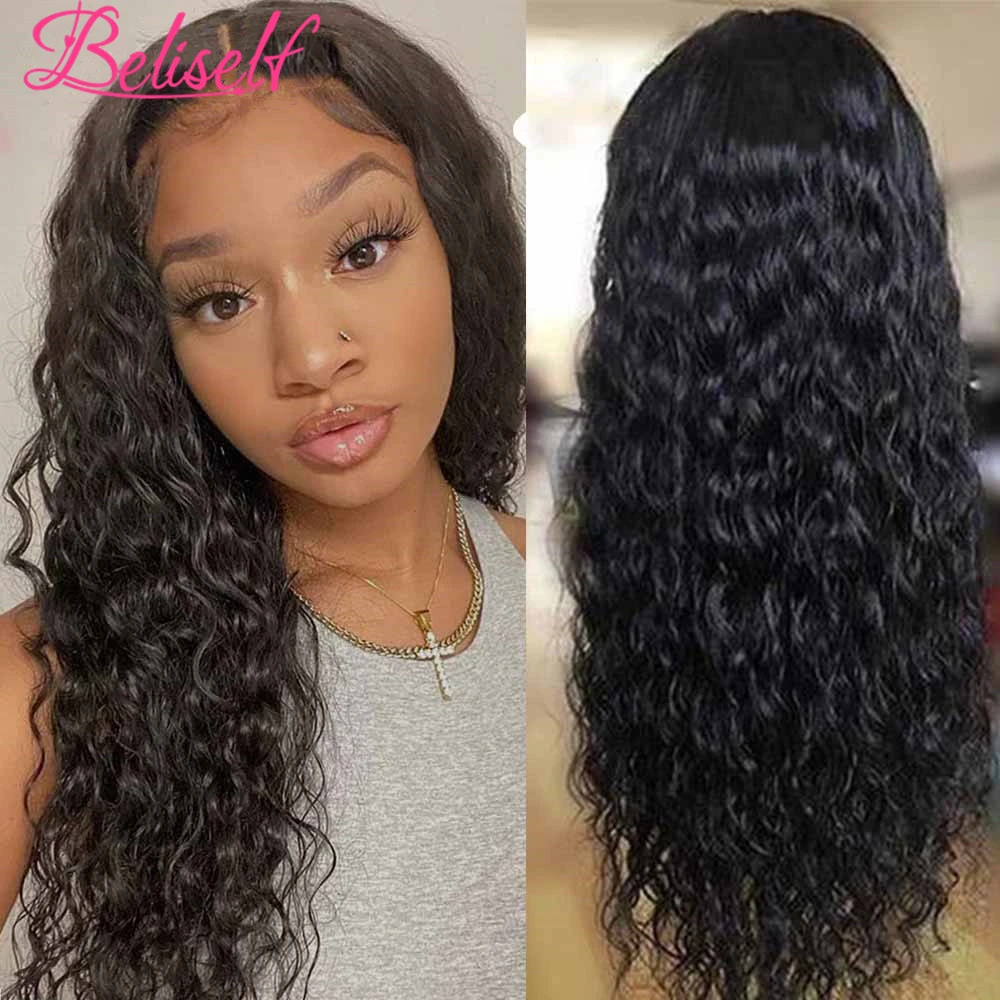 

Brazilian Water Wave Lace Front Wig Natural Color 4x4 Lace Closure Lace Wig Remy Human Hair Lace Wigs Free Part