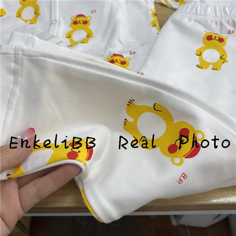 Корейские Детские пижамные комплекты Bebe De Pi* комплекты зимней одежды для сна с милым медведем для малышей комплекты одежды наивысшего качества для малышей брендовая одежда