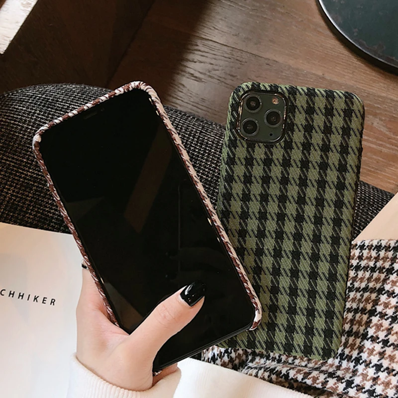 Чехол в британском стиле из ткани клетку для iPhone 11 Pro MAX X XS XR мягкие чехлы