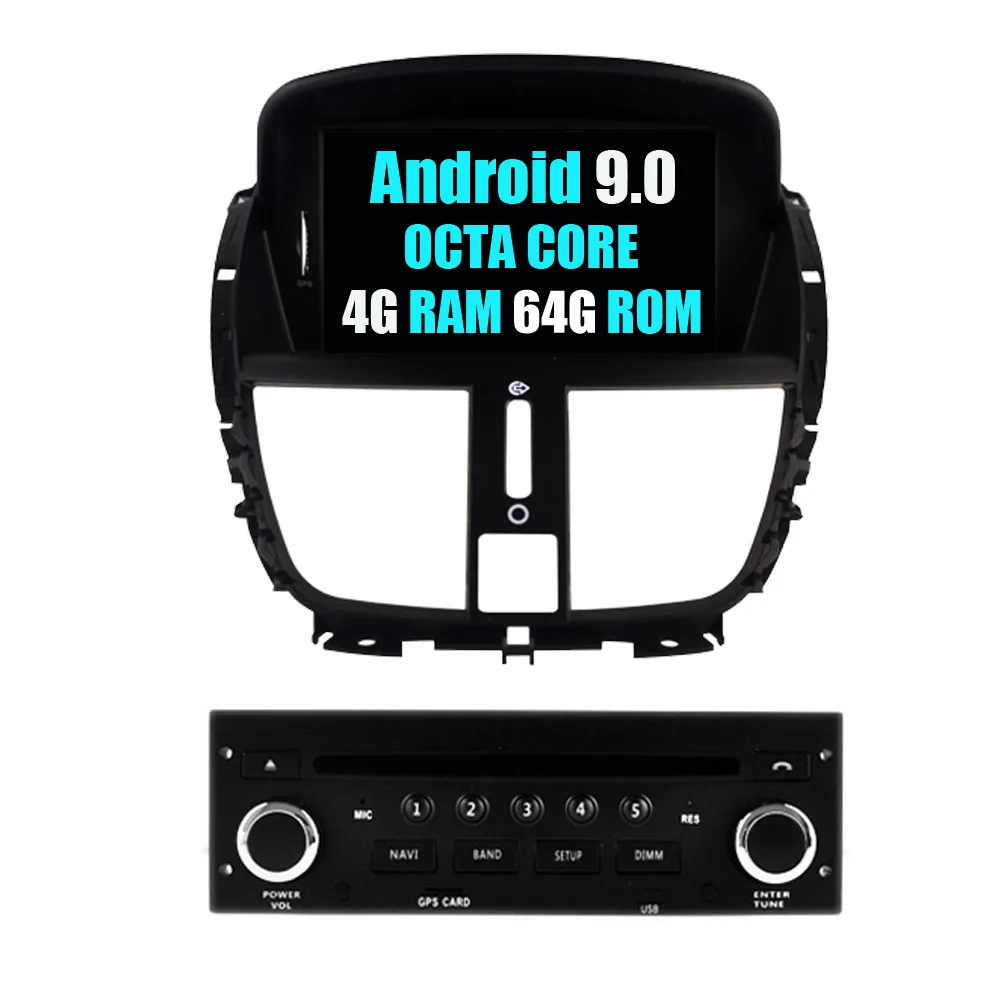 RoverOne Android 9,0 Восьмиядерный автомобильный Радио DVD gps для peugeot 207 207CC 207SW 4G+ 64G сенсорный экран мультимедийный плеер головное устройство - Цвет: PX5 Android 9.0