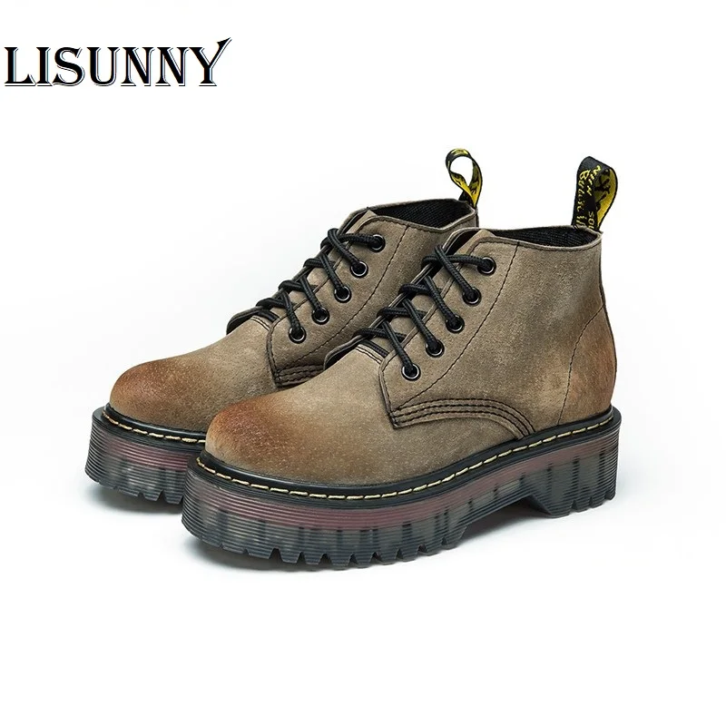 Женские ботинки Martin Замшевые полусапожки из натуральной кожи на платформе