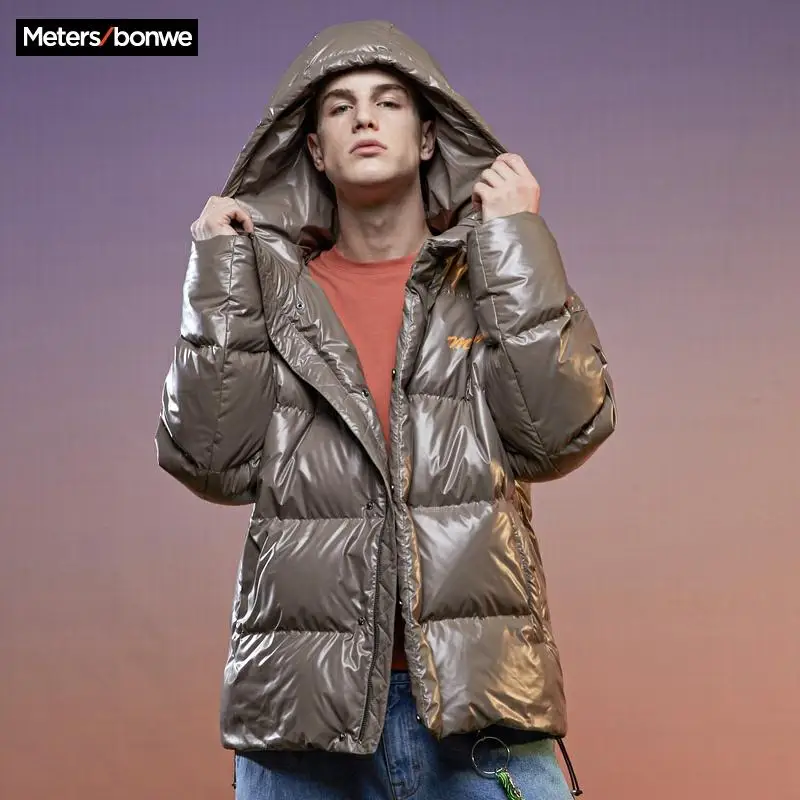 Metersbonwe толстый пуховик для мужчин зимний теплый 90% серый утиный пух пальто с