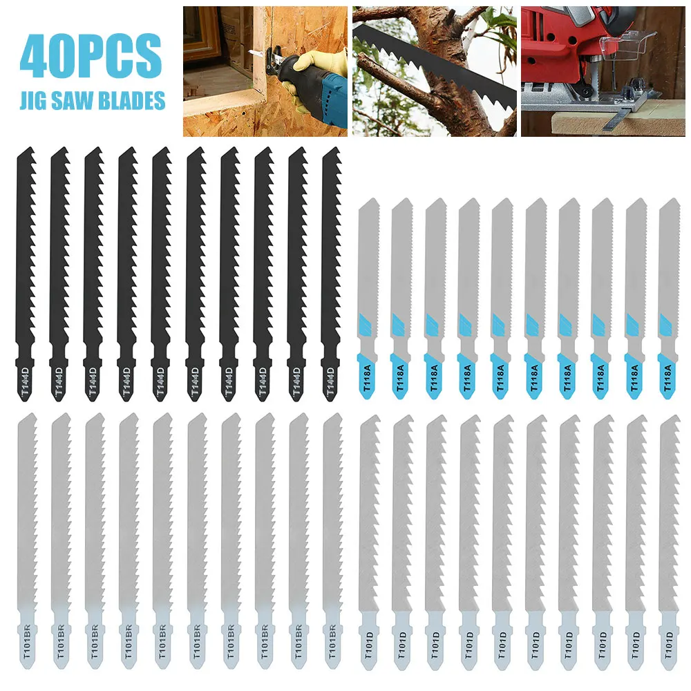 NEW 40pcs/set HCS  Jig Saw Blades T118A/T101BR for Fast Cutting Straight Cutting Teeth Length Jigsaw Blades  Saw Blade