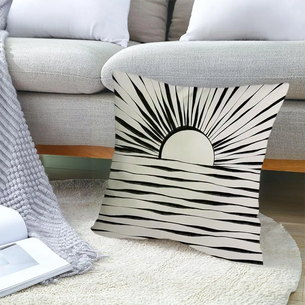 

45*45cm Single-sided Peach Skin Simple Black And White Pillow Case Home Pillowcase Cover Cushion Decorative K7D8