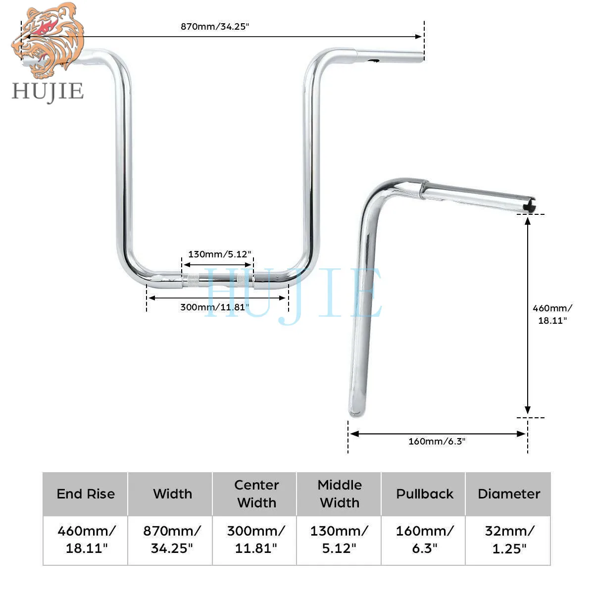 Вешалка для руля Ape Rise 1 1/4 дюйма подходит мотоциклов Sportster XL Chrome 18 дюймов