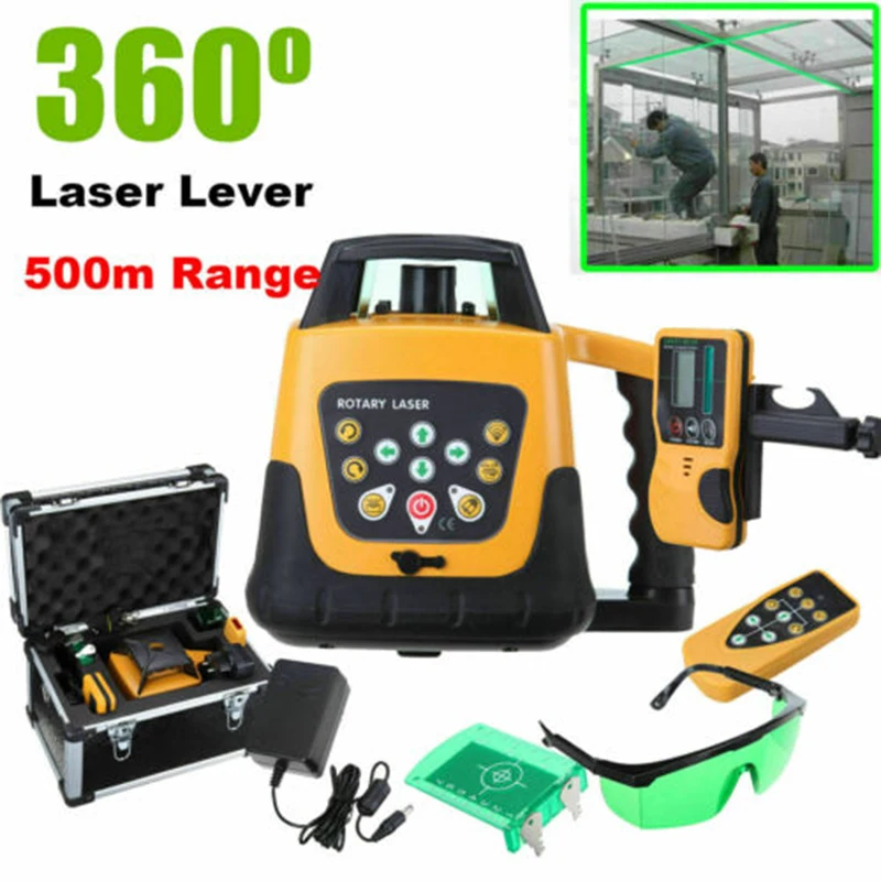 

NEW ROTARY/ROTATING GREEN LASER LEVEL KIT WITH CASE 500M range