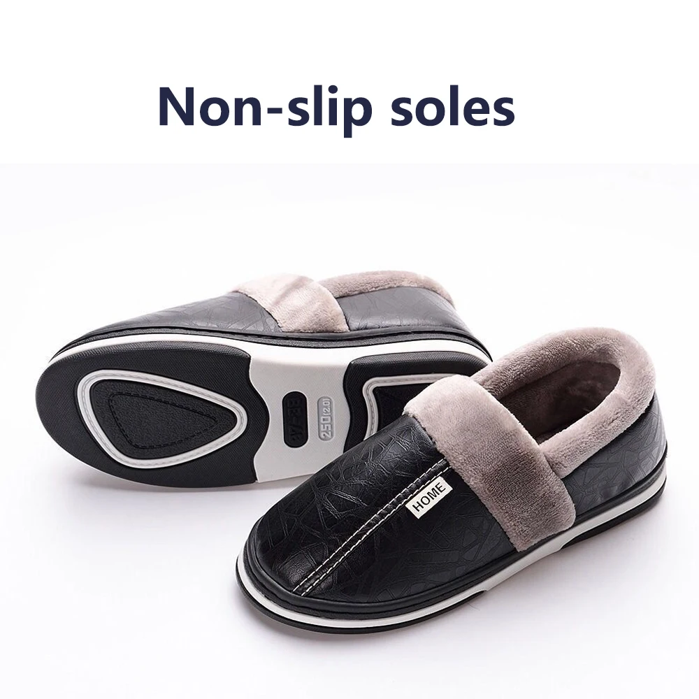 Зимняя домашняя обувь нескользящая женская для дома кожаные туфли большого