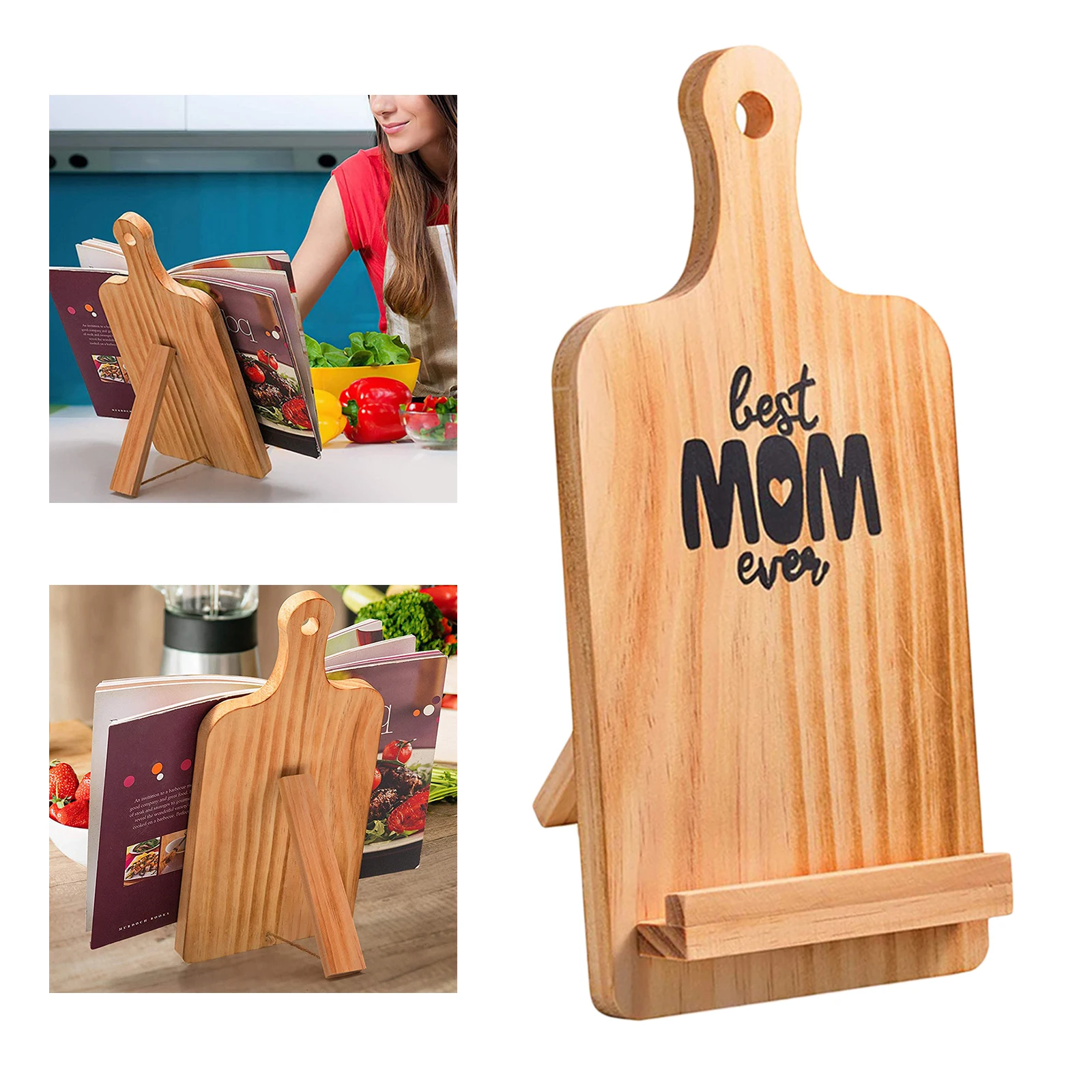 

Sturdy Wooden Cookbook Stand Foldable Recipe Holder Rack Bookrest Bookstand