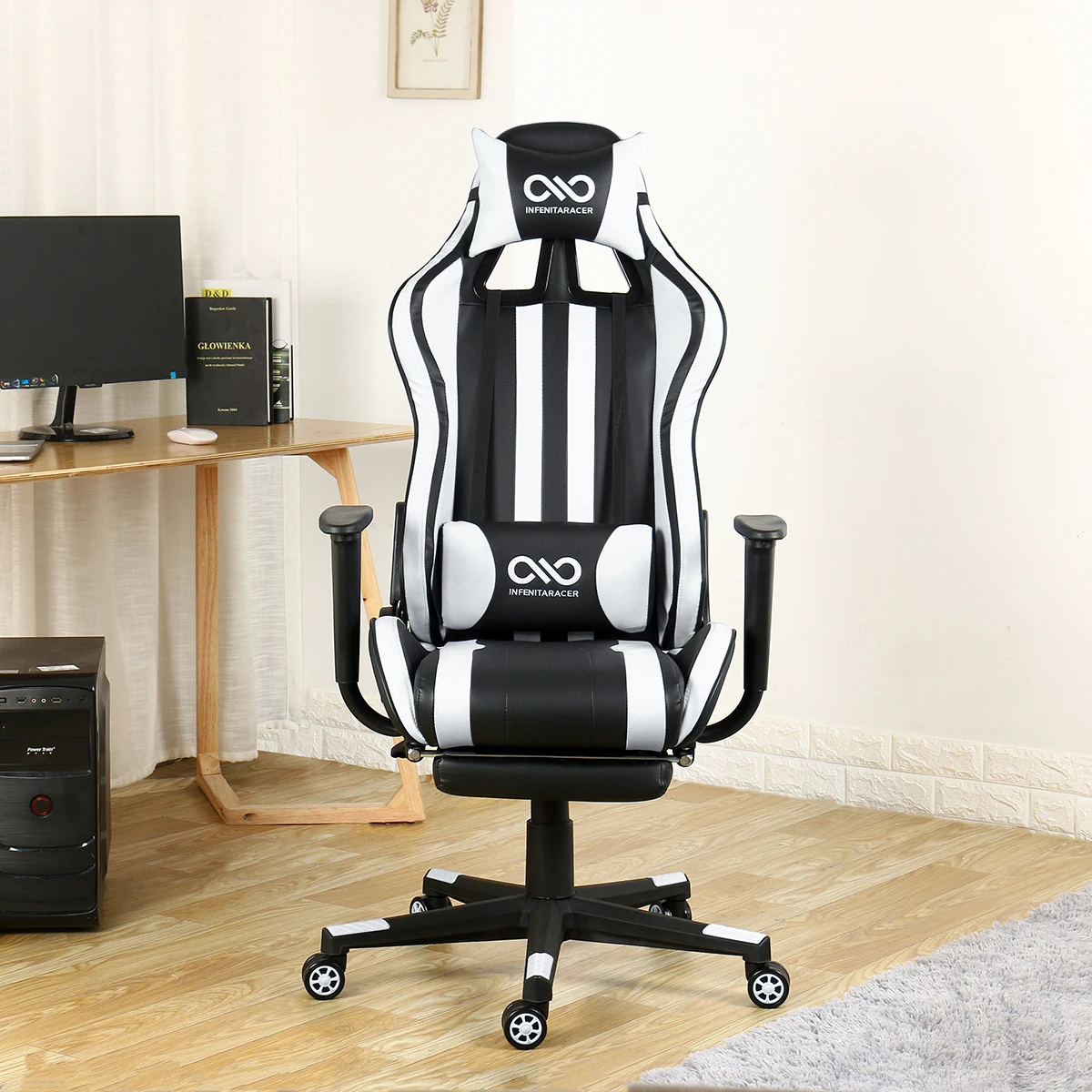 

Office Computer Gaming Chair Ergonomic 180 Lying Recliner High Back Lumbar Support Household Armchair With Footrest Furniture