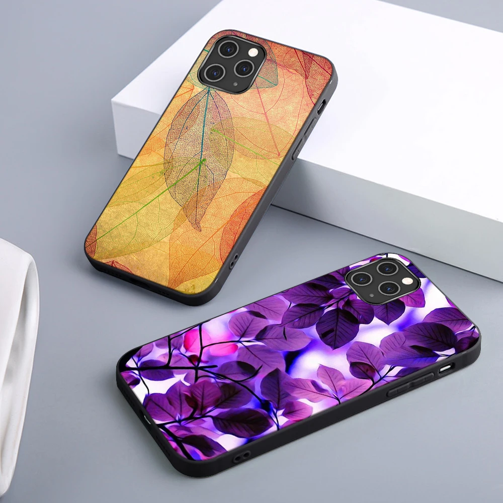 

Flower Leaves Case For iPhone 12 11 Pro Max Mini Cover for iPhone 11 Pro X XR XS MAX 7 8 6 S Plus 5 SE 2020 Soft TPU Phone Funda