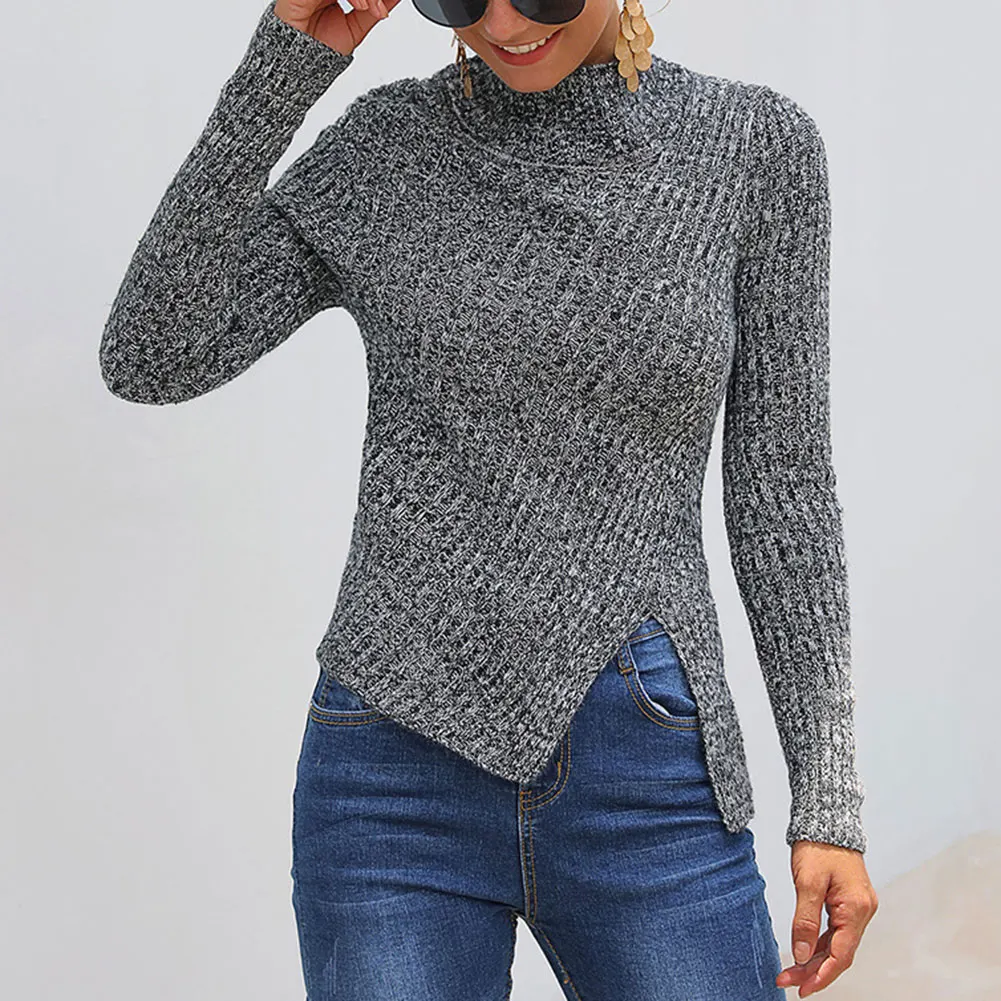 Новинка Лидер продаж женские Разделение свитер с круглым воротником толстый