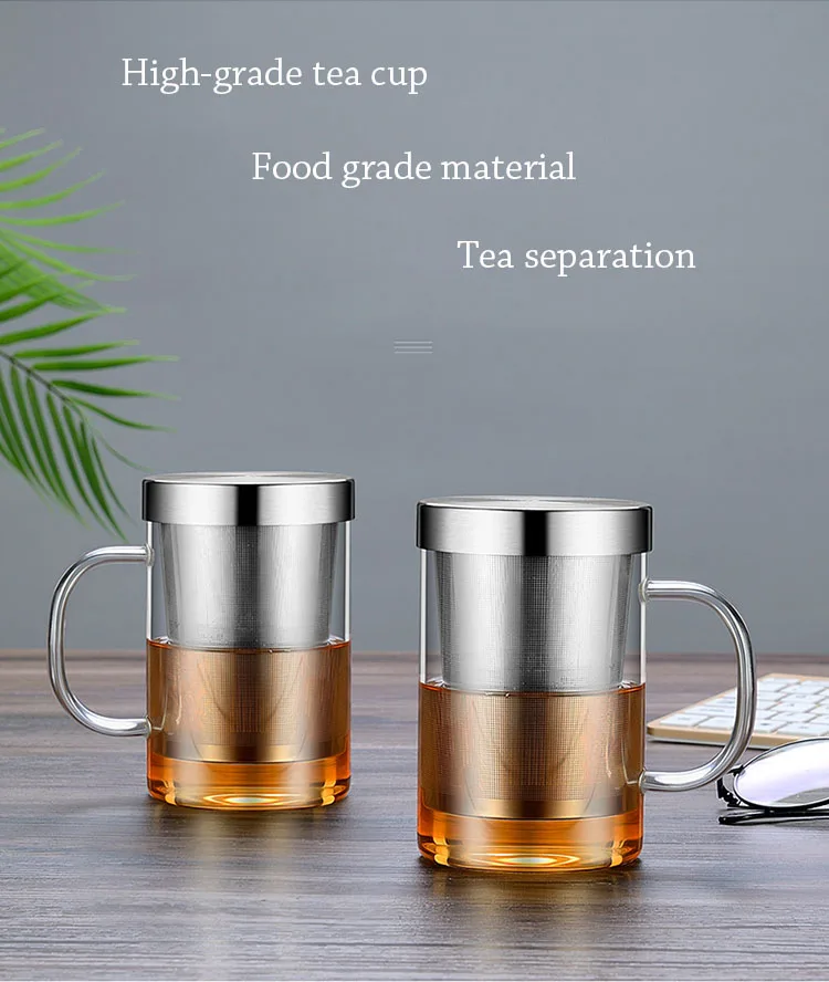 Curge Стекло Чай Кубок кружки с крышкой Чай Infuser стеклянный, с двойными стенками чашка для Кофе бутылка-термос для стакан для воды Стекло бутылка для воды