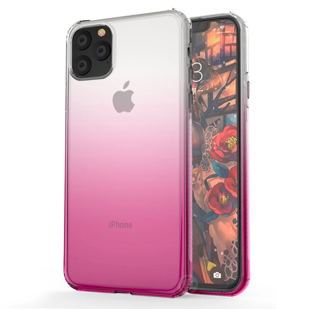 Градиентный прозрачный мягкий ТПУ чехол для iPhone 11 Pro XS MAX XR X тонкий цветной