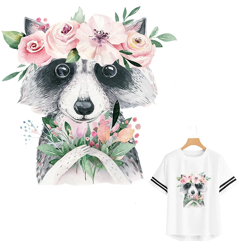 Термонаклейки с рисунком енота на одежду новый дизайн аксессуары сделай сам