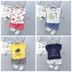 Детский костюм с короткими рукавами маленького и среднего размера спортивная детская одежда из двух предметов для мальчиков костюм для отдыха с рисунком для девочек